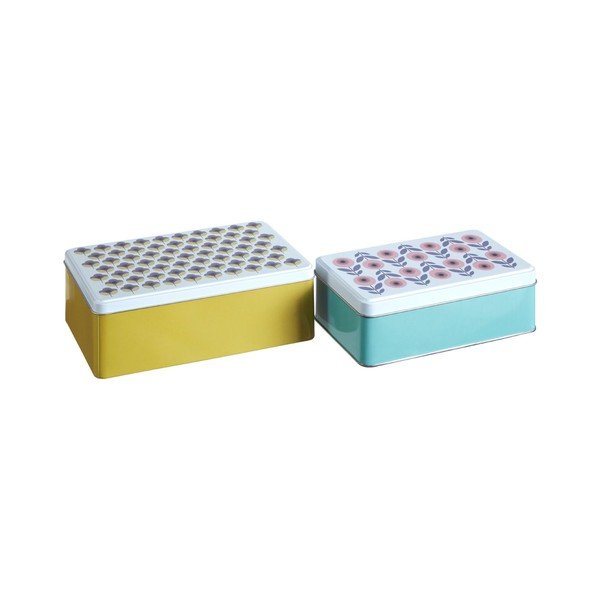Dekoratívne kovové úložné boxy s vekom v súprave 2 ks Joni – Premier Housewares-image-1