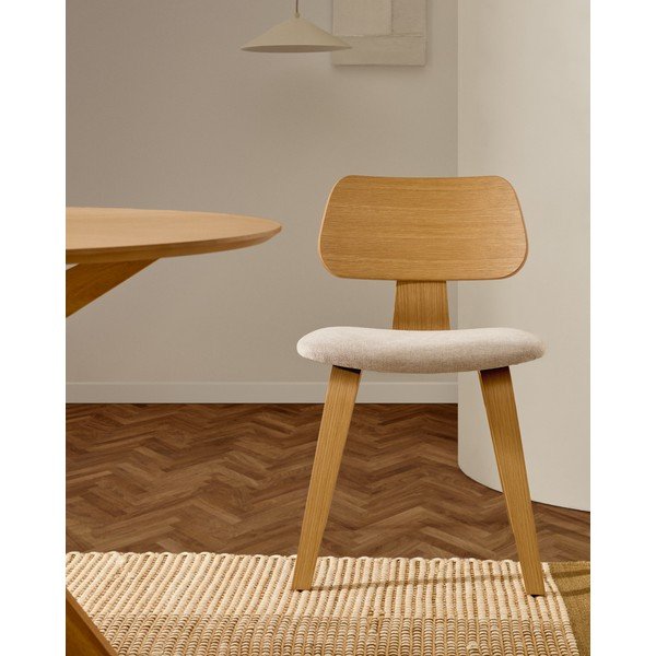 Béžová/v prírodnej farbe jedálenská stolička v dekore duba Gena – Kave Home-image-3