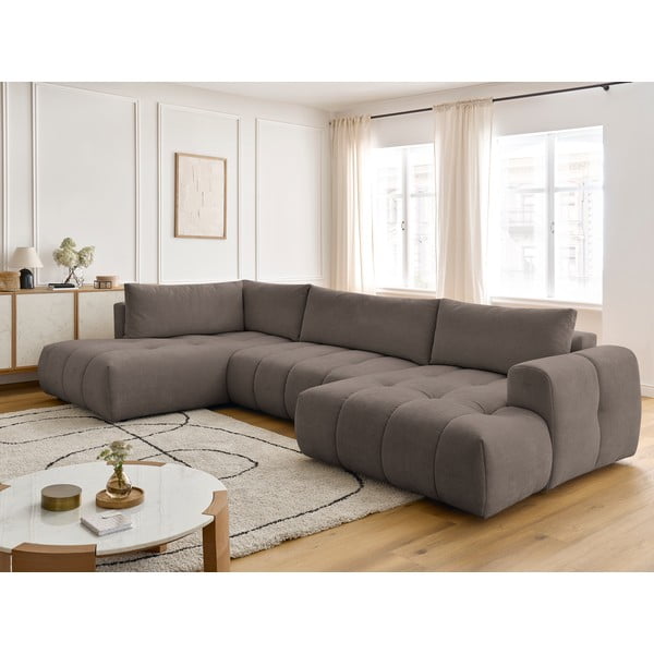 Taupe rozkladacia/s úložným priestorom rohová pohovka (ľavý roh/do tvaru "U") Fuji – Bobochic Paris-image-1
