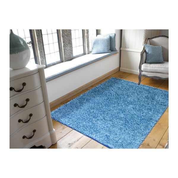 Modrý koberec Webtappeti Shaggy, 75 x 155 cm