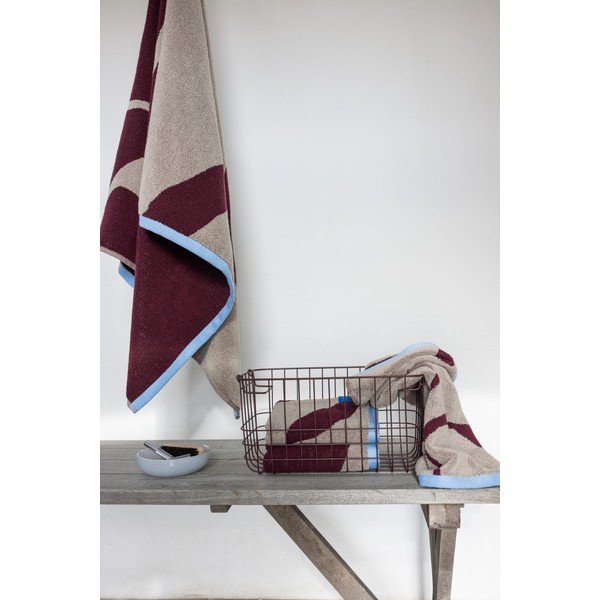 Vínové/sivobéžové froté uteráky v súprave 2 ks z bio bavlny 50x90 cm Nova Arte  – Mette Ditmer Denmark-image-2