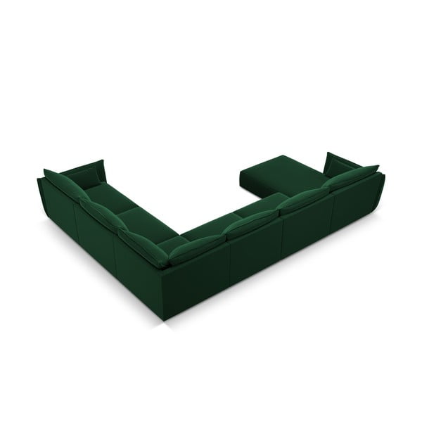 Tmavozelená zamatová rohová pohovka (pravý roh/do "U") Vanda – Mazzini Sofas-image-3