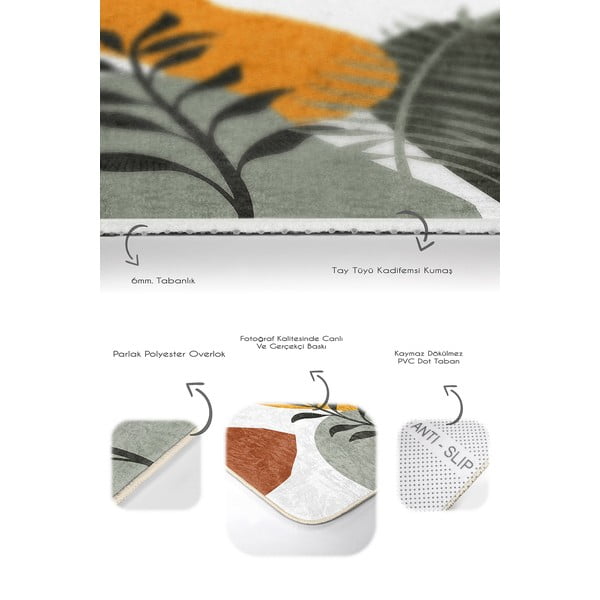 Zelené zamatové kúpeľňové predložky v súprave 2 ks 60x100 cm Illustrated Autumn – Mila Home-image-3