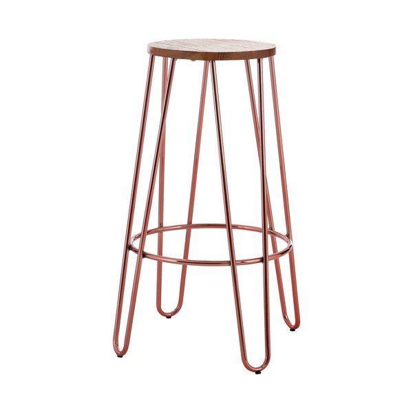 Barová stolička z brestového dreva v prírodnej farbe/v ružovo zlatej farbe (výška sedadla 75 cm) District – Premier Housewares