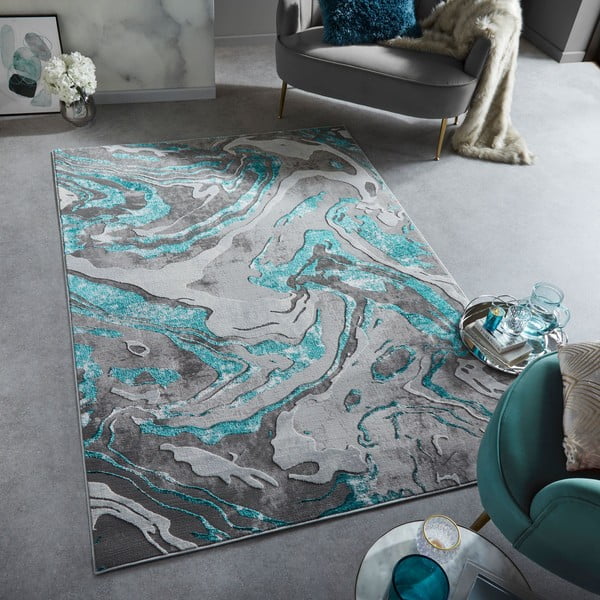Sivo-tyrkysový koberec 240x340 cm Marbled – Flair Rugs-image-1