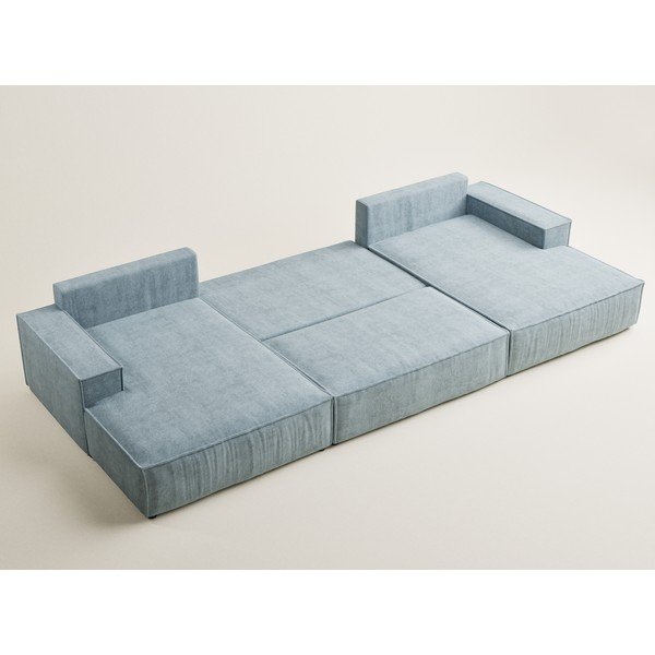 Svetlomodrá ženilková rozkladacia/s úložným priestorom rohová pohovka (do tvaru "U") Kyoto – Maison de Rêve-image-3