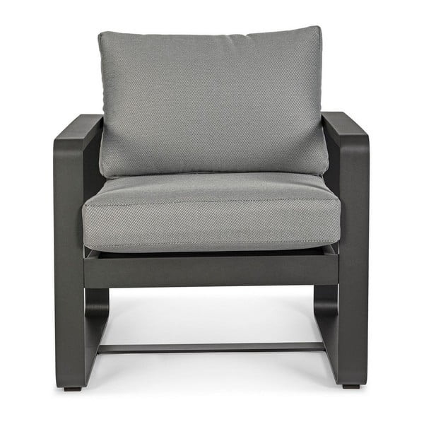 Sivé kovové záhradné kreslo Merrigan   – Bizzotto-image-2