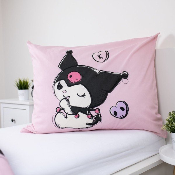 Ružová bavlnená detská obliečka na jednolôžko 140x200 cm Hello Kitty "Kuromi" – Jerry Fabrics-image-3