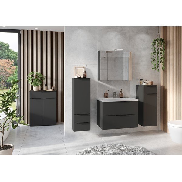 Antracitová matná závesná skrinka s umývadlom 81x65 cm Crandon – Germania-image-2
