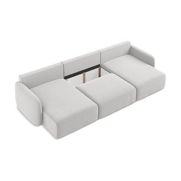 Svetlosivá zamatová rozkladacia/s úložným priestorom rohová pohovka (do tvaru "U") Kalena – Makamii-image-4