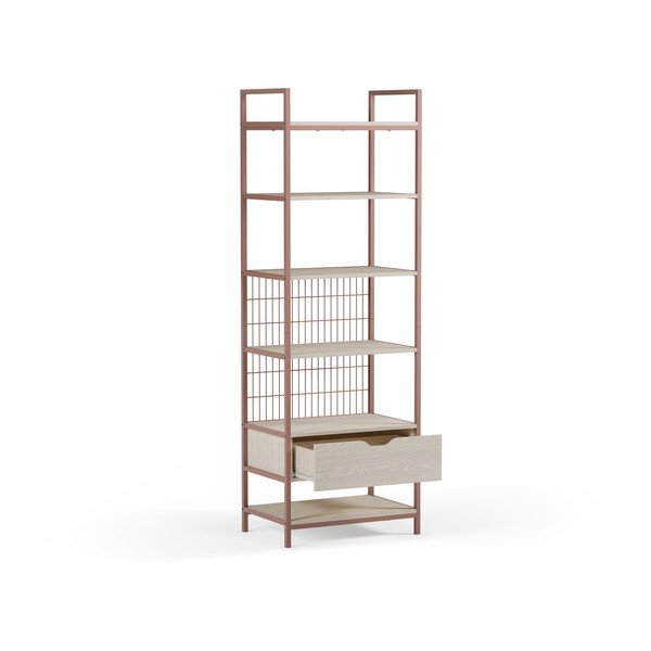 Oceľová knižnica v terakotovej farbe 60x179,5x40 cm Amara – Marckeric-image-4