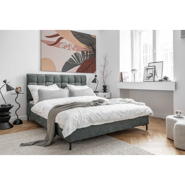 Svetlozelená čalúnená dvojlôžková posteľ s roštom 180x200 cm Eve – Miuform-image-3