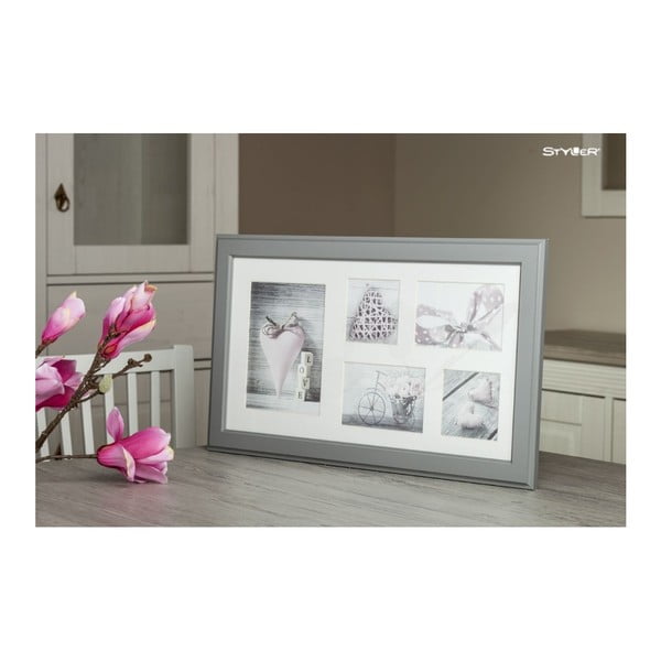 Sivý rámček na 5 fotografií Styler Malmo, 27 × 51 cm
