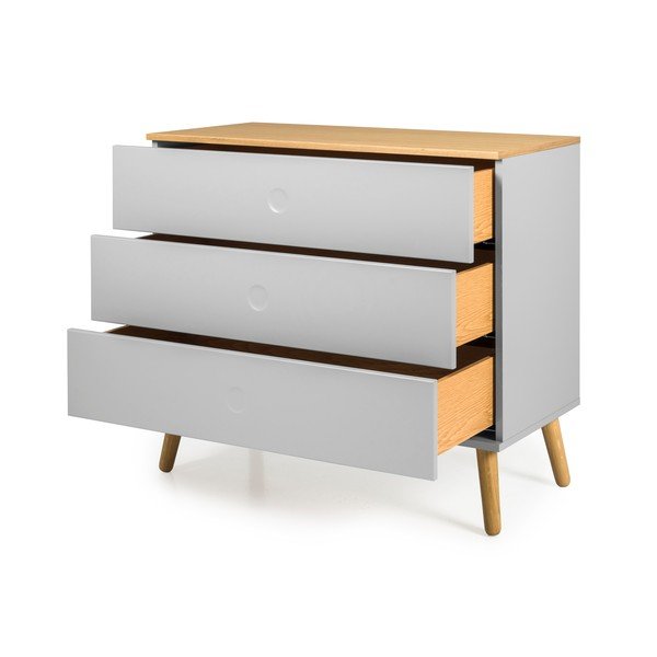 Sivá komoda s detailmi v dekore dubového dreva Tenzo Dot, 90 x 79 cm-image-2