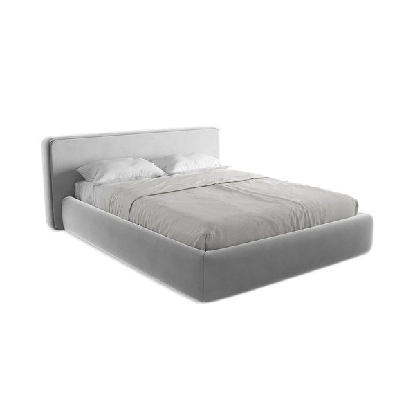 Sivá čalúnená dvojlôžková posteľ s úložným priestorom s roštom 160x200 cm Kiana – Makamii-image-2