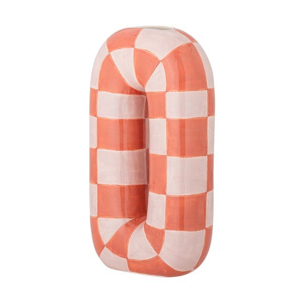 Keramická ručne maľovaná váza v lososovej farbe/krémovobiela (výška  32 cm) Mae – Bloomingville-image-3
