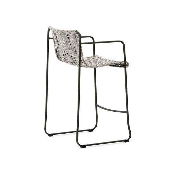 Sivozelená kovová záhradná barová stolička Maurina – Kave Home-image-4