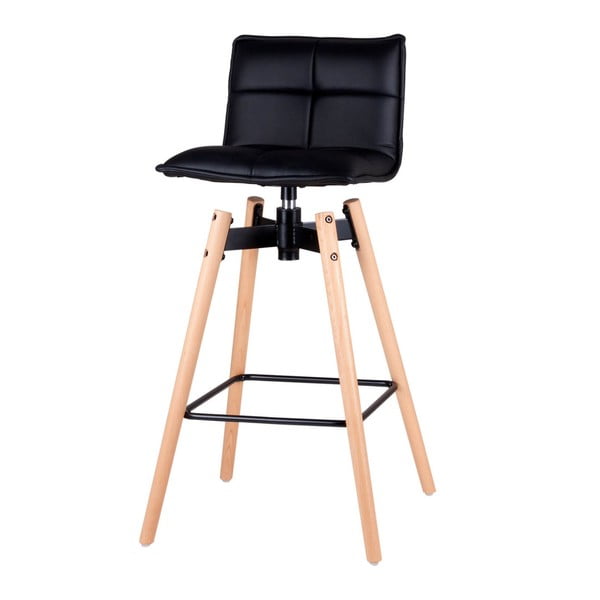 Čierna barová stolička s nohami z bukového dreva sømcasa Janie