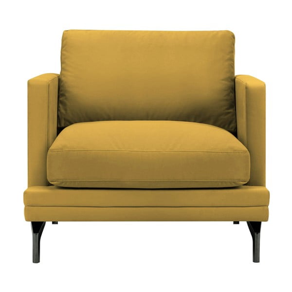 Žlté kreslo s podnožou v čiernej farbe Windsor & Co Sofas Jupiter