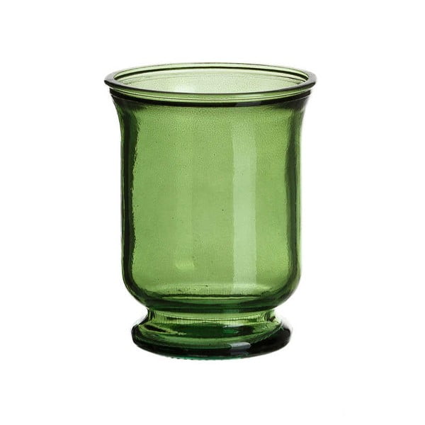 Zelený sklenený svietnik Tropicho,  výška 14 cm