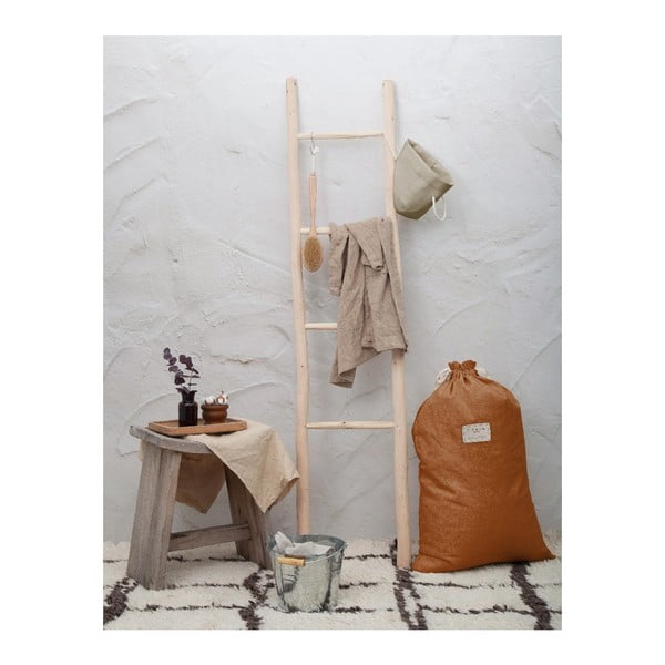 Látkový vak na bielizeň s prímesou ľanu Really Nice Things Bag Terracota, výška 75 cm-image-1