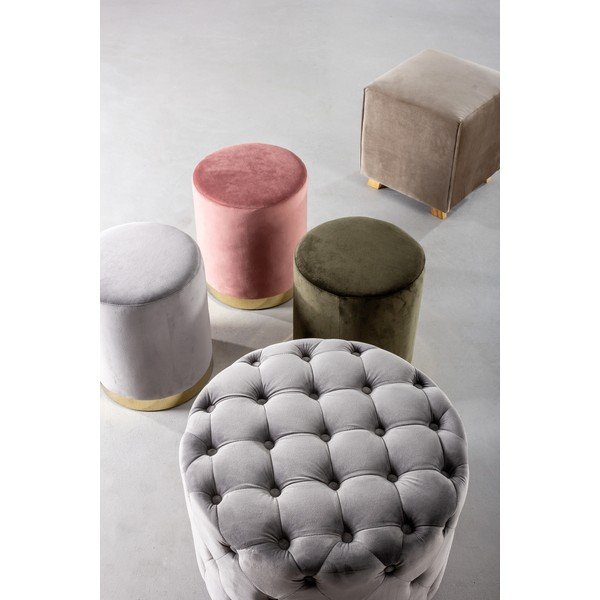 Sivý zamatový taburet Lorella – Yes Everyday-image-1
