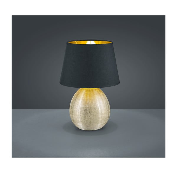 Čierna stolová lampa z keramiky a tkaniny Reality Luxor, výška 35 cm-image-1