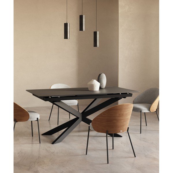 Rozkladací jedálenský stôl s prídavnou doskou so sklenenou doskou 90x160 cm Atminda – Kave Home-image-1