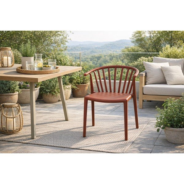 Hnedá plastová záhradná stolička Capri – Bonami Essentials-image-1