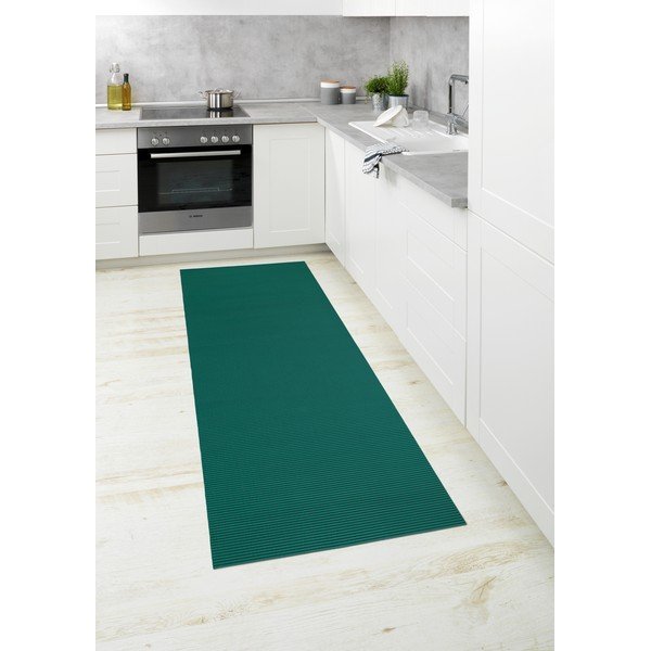 Tmavozelená plastová kúpeľňová predložka 65x200 cm Petrol - Wenko-image-3