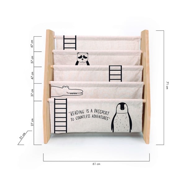 Béžová látková detská knižnica 60x70 cm Animals - Folkifreckles-image-4