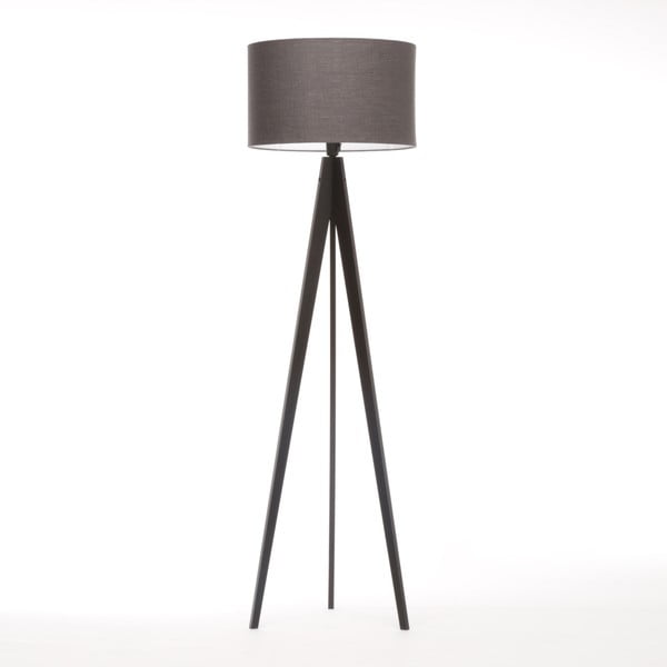 Tmavosivá stojacia lampa 4room Artist, čierna lakovaná breza, 150 cm