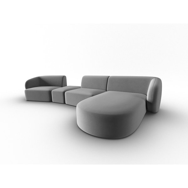 Sivá zamatová rohová pohovka (pravý roh/s leňoškou) Paolo – Milo Casa-image-2