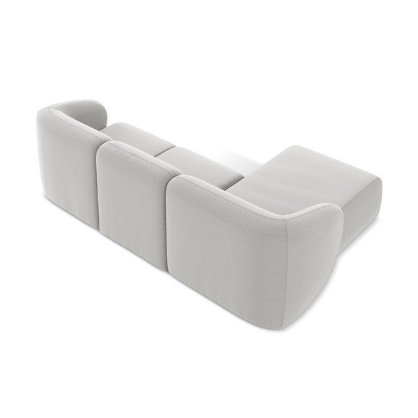 Svetlosivá zamatová rohová pohovka (ľavý roh/s leňoškou) Lani – Makamii-image-3