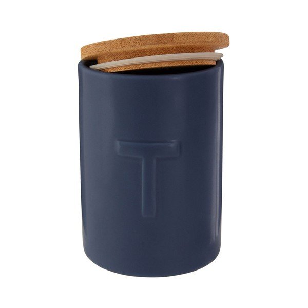 Tmavomodrá dóza na čaj s bambusovým vrchnákom Premier Housewares Fenwick-image-2