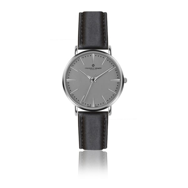 Pánske hodinky s čiernym remienkom z pravej kože Frederic Graff Silver Eiger Black Leather