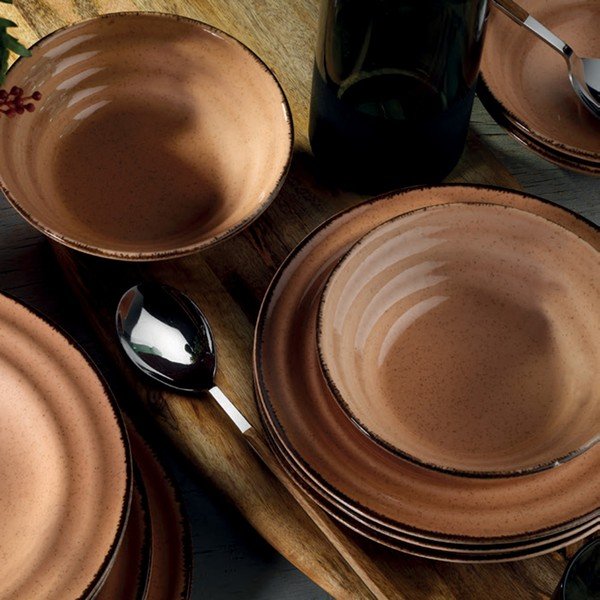 24-dielna súprava oranžového porcelánového riadu Kütahya Porselen Basis-image-1
