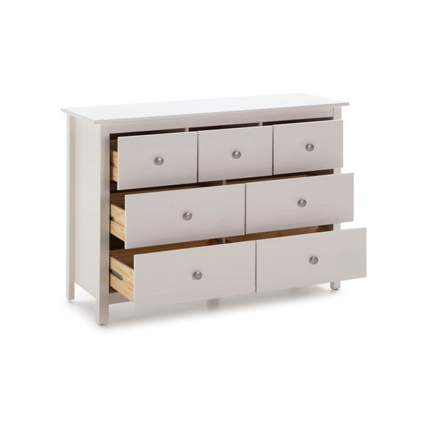 Biela nízka komoda z borovicového dreva 110x80 cm Berna – Marckeric-image-3