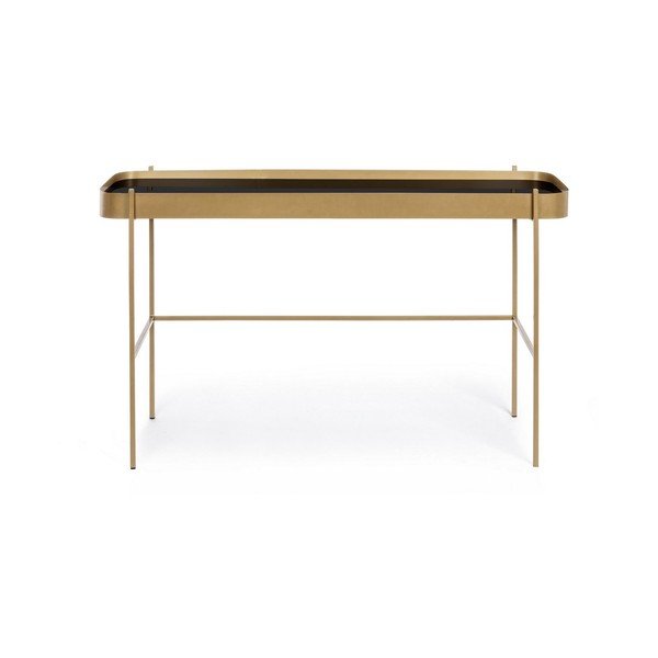 Konzolový stolík so sklenenou doskou v zlatej farbe 43x120,5 cm Rashida – Bizzotto-image-2