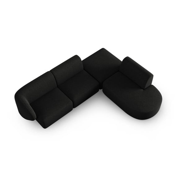 Čierna ženilková rohová pohovka (pravý roh/do L) Paolo – Milo Casa-image-1