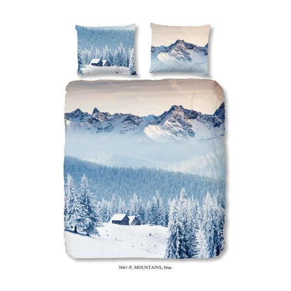 Modré obliečky na dvojlôžko Good Morning Mountains, 240 × 200 cm