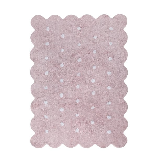 Ružový bavlnený ručne vyrobený koberec Lorena Canals Biscuit, 120 x 160 cm