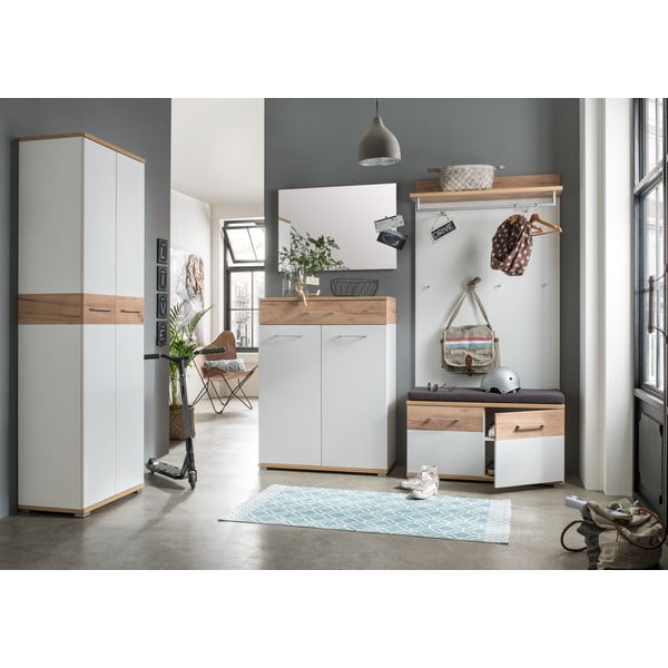 Biely/v prírodnej farbe vešiakový panel v dekore duba Topix – Germania-image-1