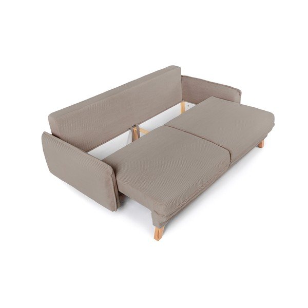 Taupe menčestrová rozkladacia/s úložným priestorom pohovka 218 cm Tori – Bonami Selection-image-4