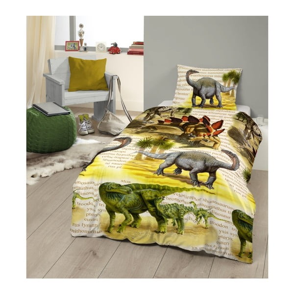 Detské bavlnené obliečky na jednôložko Muller Textiel Dinos, 140 x 200 cm-image-1