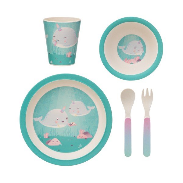 5-dielna sada detského riadu a príborov Sass & Belle Alma Narwhal