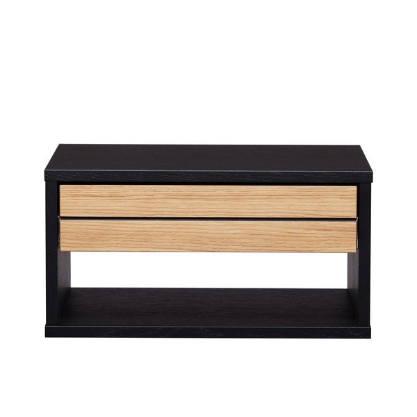 Čierny/v prírodnej farbe závesný nočný stolík v dekore duba Stripe – Woodman-image-4