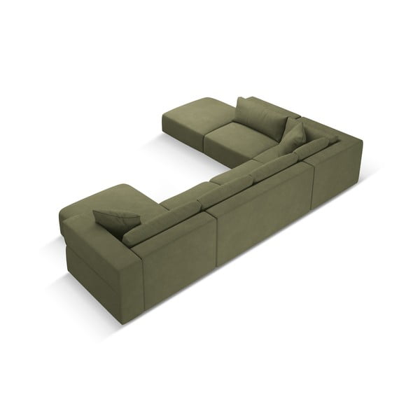 Svetlozelená rohová pohovka do "U", ľavý roh Esther – Milo Casa-image-2