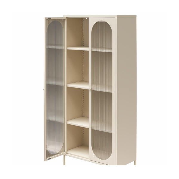 Krémovobiela kovová vitrína 80x186x40 cm Luna – Støraa-image-3