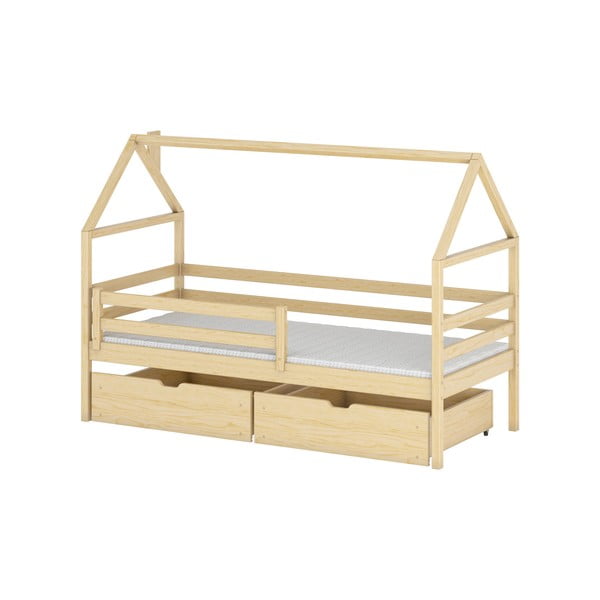 Domčeková detská posteľ z borovicového dreva s úložným priestorom 90x190 cm Aron - Lano Meble